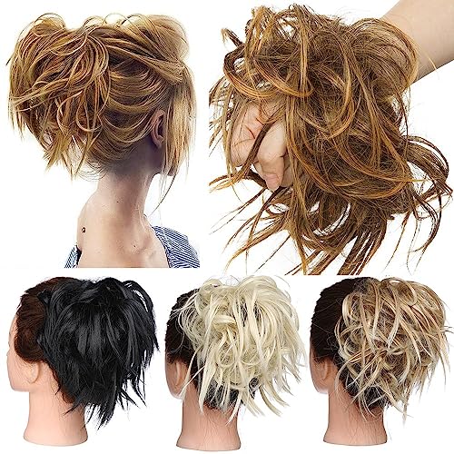 TESS Haarteil Dutt Haargummi mit Haaren Glatt struppige Haarknoten Hochsteckfrisuren günstig Haarverlängerung für Frauen 45g Braun ombre von TESS