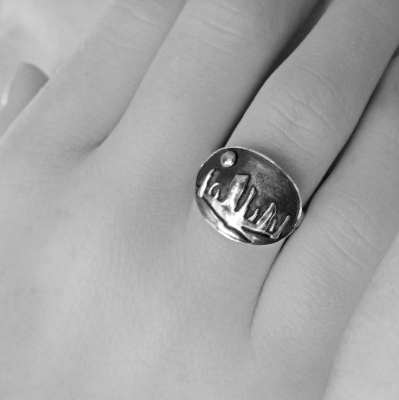 Massives Sterling - Craigh Na Dun Circle Of Stones Ring 3D Oxidiert Time Portal Fairy Outlander Set Replik Druide Tanz von TESandTreasures