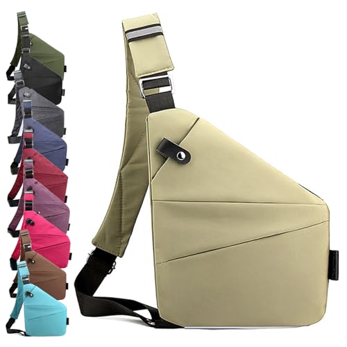 Diebstahlsichere Reisetasche Damen, Diebstahlsichere Tasche Damen, Anti Diebstahl Tasche Damen, Damendiebstahlsichere UmhäNgetasche Damen, Tasche Diebstahlsicher Damen (Khaki,Linke) von TETGSET