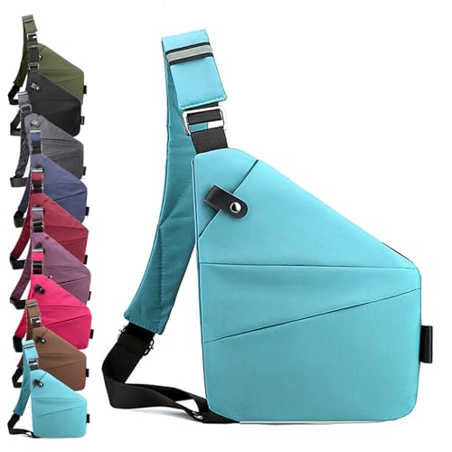 Diebstahlsichere Reisetasche Damen, Diebstahlsichere Tasche Damen, Anti Diebstahl Tasche Damen, Damendiebstahlsichere UmhäNgetasche Damen, Tasche Diebstahlsicher Damen (Light Blue,Rechte) von TETGSET