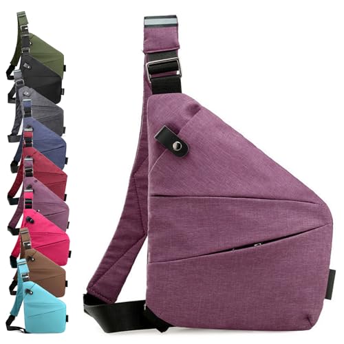 TETGSET Diebstahlsichere Reisetasche Damen, Diebstahlsichere Tasche Damen, Anti Diebstahl Tasche Damen, Damendiebstahlsichere UmhäNgetasche Damen, Tasche Diebstahlsicher Damen (Purple,Rechte) von TETGSET