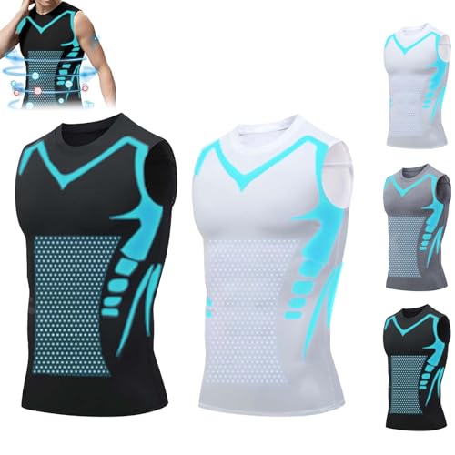 Vest Abnehmweste, Abnehmweste, 2024 New Version Ionic Shaping Vest Für Herren (4X-Large,Black+White) von TETGSET