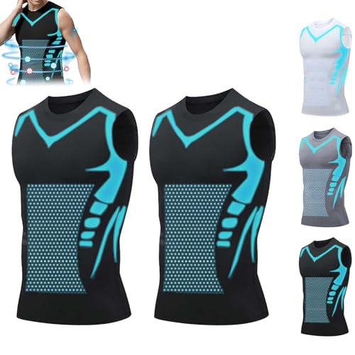Vest Abnehmweste, Abnehmweste, 2024 New Version Ionic Shaping Vest Für Herren (5X-Large,2Pcs Black) von TETGSET