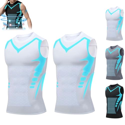 Vest Abnehmweste, Abnehmweste, 2024 New Version Ionic Shaping Vest Für Herren (5X-Large,2Pcs White) von TETGSET