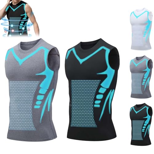 Vest Abnehmweste, Abnehmweste, 2024 New Version Ionic Shaping Vest Für Herren (5X-Large,Black+Grey) von TETGSET