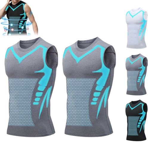 Vest Abnehmweste, Abnehmweste, 2024 New Version Ionic Shaping Vest Für Herren (XX-Large,2Pcs Grey) von TETGSET