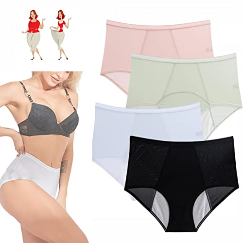 Everdries Auslaufsichere Unterwäsche für Frauen Atmungsaktive Auslaufsichere Baumwolle Hohe Taille Schutzhöschen Auslaufsichere Unterwäsche für Frauen Inkontinenz (4pcs style,XL) von TETHY