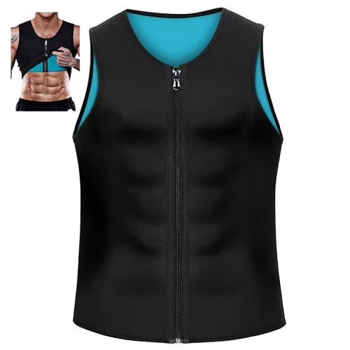 TETHY Manson Gynäkomastie-Kompressionsweste mit Reißverschluss, Männer die Body Shaper-Weste abnehmen,Kompressionshemd für Herren (1 * Blau innen,3XL) von TETHY