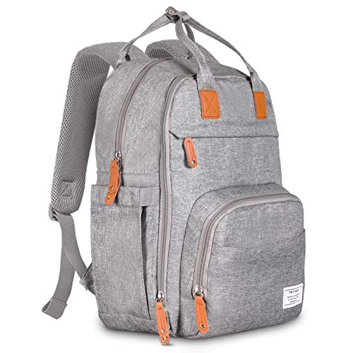 TETHYS Diaper Bag Backpack [Multifunction Waterproof Travel Back Pack] Maternity Baby Nappy Changing Bag Ideal for Mom and Dad, Large Capacity and Stylish Organizer for Baby Care - Gray von TETHYS
