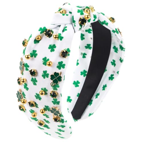 TETING GINING St. Patrick's Day irischer Kleeblatt-Hut, Perlen-Stirnband (C, Medium) von TETING GINING