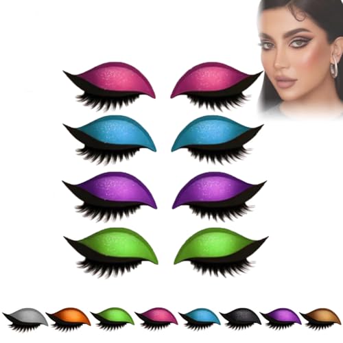 Easy Lidschatten Wimpern Aufkleber, Augen Make-up Stickers, Lazy Eyeshadow Eyelash Patch, Einfach Aufzutragender Lidschatten und Wimpern in Einem, Kein Kleber Nötig (Farbenfrohes Set) von TETSMG