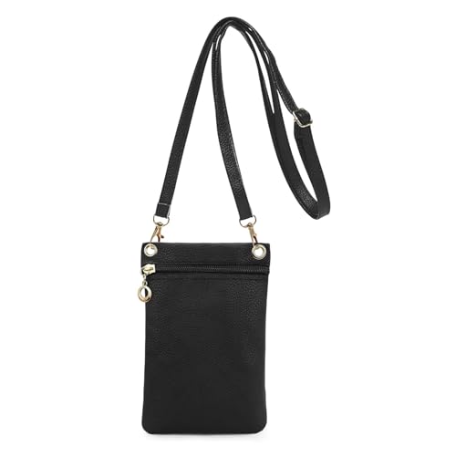 Handytasche zum Umhängen, PU-Leder Handy Tasche zum Umhängen, Handy Umhängetasche Kleine mit Abnehmbarem Schultergurt, Mini Crossbody Schultertasche Handytasche für Einkaufen, Dating (Schwarz) von TETSMG