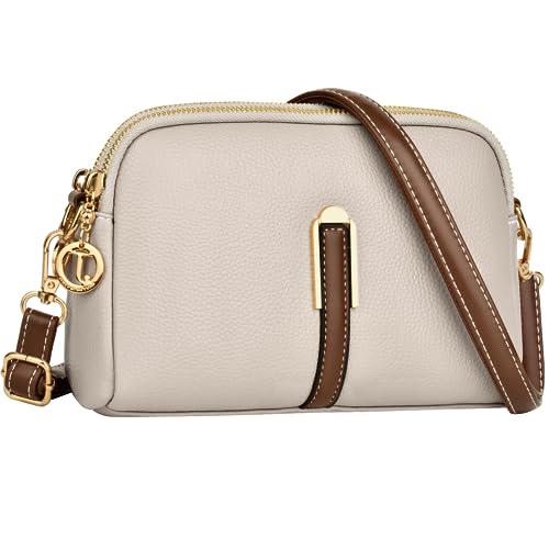 TEUEN Crossbody Bag Damen Leder PU, ReißVerschluss Umhängetasche Damen Mittelgroß Schultertaschen Ledertasche Handtasche Damentasche Lederhandtasche für Schule Shopper Lässige Täglich von TEUEN