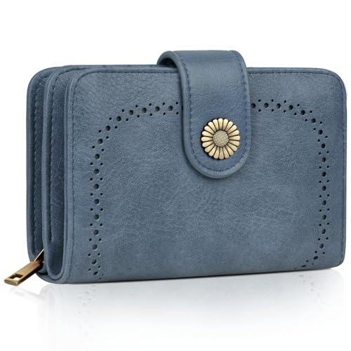 TEUEN Geldbeutel Damen Große Kapazität PU Leder Vintage Portemonnaie Brieftasche Geldbörse Mittelgroß mit RFID-Blockierung und Mehreren Fächern Frauen von TEUEN