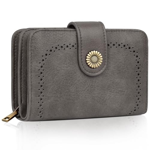 TEUEN Geldbeutel Damen Große Kapazität PU Leder Vintage Portemonnaie Brieftasche Geldbörse Mittelgroß mit RFID-Blockierung und Mehreren Fächern Frauen von TEUEN