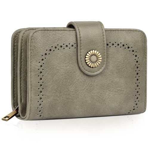 TEUEN Geldbeutel Damen Große Kapazität PU Leder Vintage Portemonnaie Brieftasche Geldbörse Mittelgroß mit RFID-Blockierung und Mehreren Fächern Frauen von TEUEN