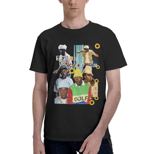 Männlich Creator Rapper Sommer Casual T-Shirt, praktisches Standard-Kurzarm Schwarz S~XXL von TEUIFAT
