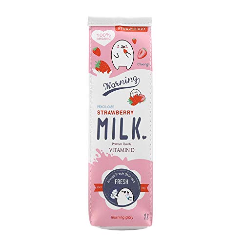 TEUOPIOE Cartoon-Milch-Briefpapiertasche in 3 Farben – Wasserdichtes PU-Federmäppchen Mit Großer Speicherkapazität(Rosa) von TEUOPIOE