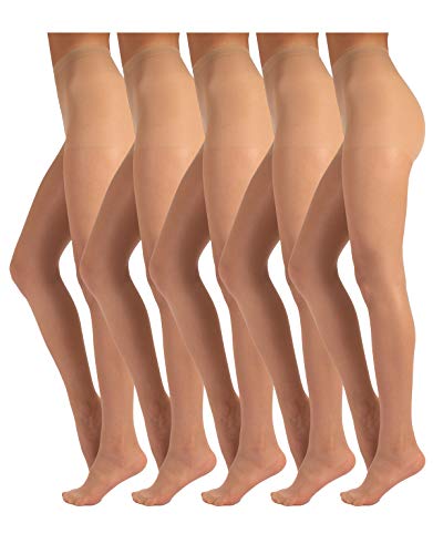 TEXAS PACK 5 PAAR Feine Strumpfhose, Unsichtbare Strumpfhose, Damen Strumpfhosen, Strumpfhose 20 DEN | Hautfarbe, Schwarz | S, M, L, XL | Made in Italy (L, Hautfarbe) von TEXAS