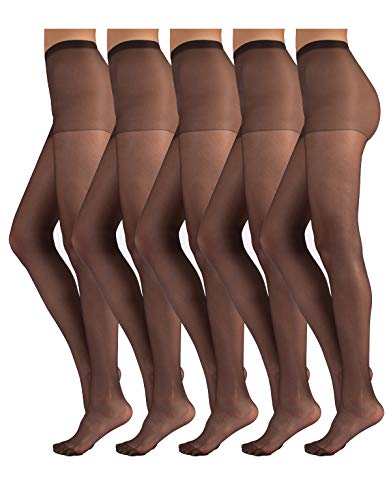 TEXAS PACK 5 PAAR Feine Strumpfhose, Unsichtbare Strumpfhose, Damen Strumpfhosen, Strumpfhose 20 DEN | Hautfarbe, Schwarz | S, M, L, XL | Made in Italy (L, Schwarz) von TEXAS