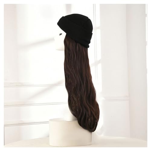 Hut Mit Befestigten Haaren für Damen Damen-Perückenhut, Plüschhut, 27-Zoll-Perückenhut, natürlicher und realistischer Perückenhut, ideal for Partys, Dates, Cosplay Hutperücke (Color : 01) von TEXBOOK