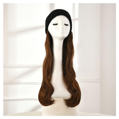 Hut Mit Befestigten Haaren für Damen Damen-Perückenhut, Plüschhut, 27-Zoll-Perückenhut, natürlicher und realistischer Perückenhut, ideal for Partys, Dates, Cosplay Hutperücke (Color : 02) von TEXBOOK