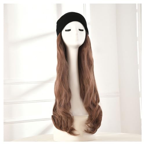 Hut Mit Befestigten Haaren für Damen Damen-Perückenhut, Plüschhut, 27-Zoll-Perückenhut, natürlicher und realistischer Perückenhut, ideal for Partys, Dates, Cosplay Hutperücke (Color : 03) von TEXBOOK