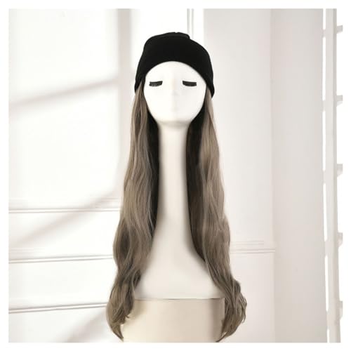 Hut Mit Befestigten Haaren für Damen Damen-Perückenhut, Plüschhut, 27-Zoll-Perückenhut, natürlicher und realistischer Perückenhut, ideal for Partys, Dates, Cosplay Hutperücke (Color : 04) von TEXBOOK