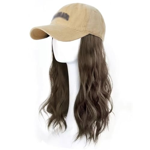 Hut Mit Befestigten Haaren für Damen Damen-Perückenkappe, Perücken-Baseballkappe, gewellte modische Perückenkappe, geeignet for tägliche Themenpartys, Konzerte, Verabredungen Hutperücke (Color : 01) von TEXBOOK