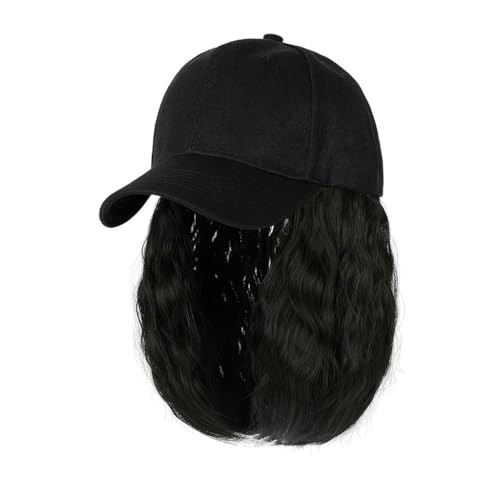 Hut Mit Befestigten Haaren für Damen Damen-Perückenkappen, gewellte Perückenkappen, Baseballkappen-Perückenkappen, geeignet for tägliche Themenpartys, Konzerte, Verabredungen Hutperücke (Color : 03) von TEXBOOK