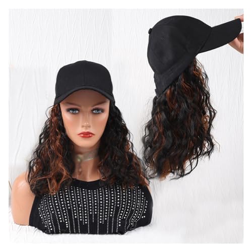 Hut Mit Befestigten Haaren für Damen Damen-Perückenkappen, gewellte Perückenkappen, Baseballkappen-Perückenkappen, geeignet for tägliche Themenpartys, Konzerte, Verabredungen Hutperücke (Color : 06) von TEXBOOK