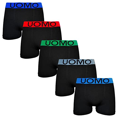 5er Pack Herren Boxershorts Retroshorts Microfaser Unterwäsche Unterhose Seamless Trunks Shorts - Farbigem Bund, 5-Stück, M-L von TEXEMP