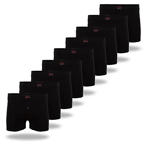 9er Pack Herren Boxershorts (Schwarz Basic) Unterwäsche Unterhose Trunks Retro - 4XL, 9 Stück von TEXEMP