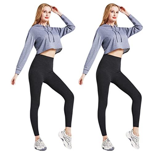 TEXEMP 1 | 2 | 4er Pack Damen Thermo Leggings High Waist Bauchweg Leggins Blickdicht Innen Fleece Seamless Sport Gym Yoga - (Grau 2er Pack 2XL) von TEXEMP