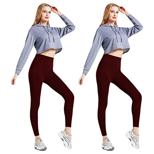 TEXEMP 1 | 2 | 4er Pack Damen Thermo Leggings High Waist Bauchweg Leggins Blickdicht Innen Fleece Seamless Sport Gym Yoga - (Rot 2er Pack 2XL) von TEXEMP