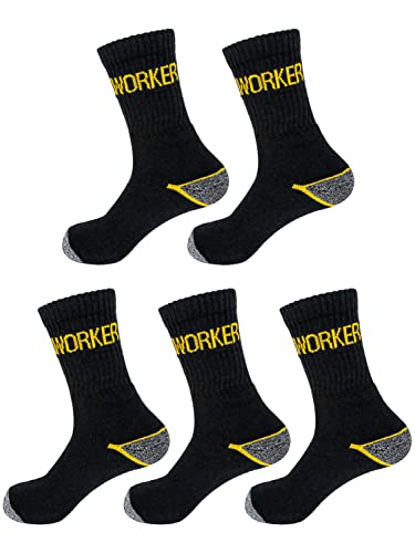 TEXEMP 10 oder 15 Paar Herren Arbeitssocken Work Strümpfe Dicke Robuste Socken Baumwolle (Lager 90, Schwarz, 43-46, 5 Paar) von TEXEMP