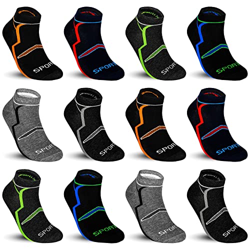 TEXEMP 12 Paar Sport Sneaker Socken Herren Sportsocken Damen Füßlinge Baumwolle - 43-46, 12 Paar, Lager 6 von TEXEMP