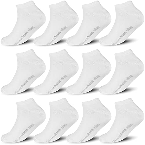 TEXEMP 6 oder 12 Paar Sneaker Socken Herren Damen Sneakersocken Baumwolle - Weiß 43-46 12 Paar von TEXEMP