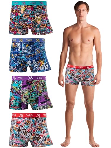 TEXEMP 4er Pack Herren Boxershorts Baumwolle Unterwäsche Unterhosen Boxer Shorts Retro - 2XL 4er Set von TEXEMP