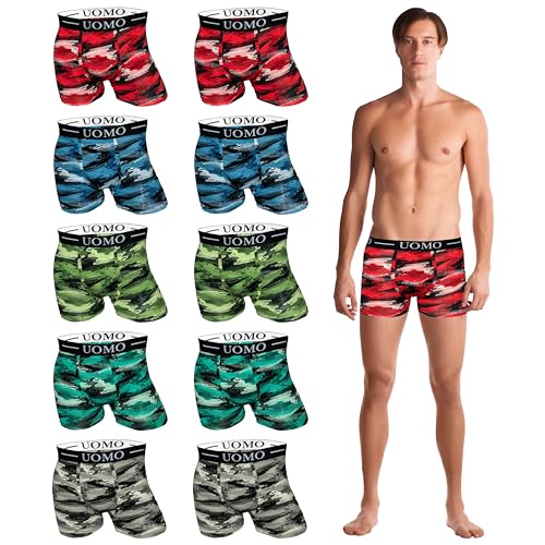 TEXEMP 5er-10er Pack Herren Boxershorts Camouflage Baumwolle Unterhose Army Tarn Retro B272 - L 10er Pack von TEXEMP