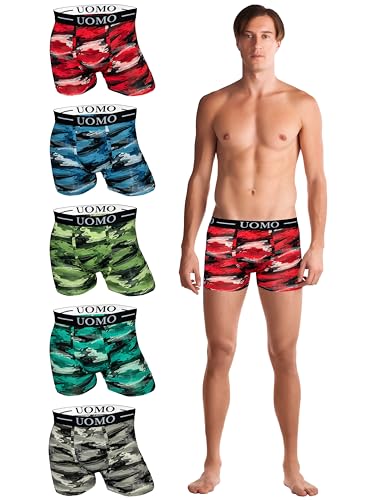 TEXEMP 5er-10er Pack Herren Boxershorts Camouflage Baumwolle Unterhose Army Tarn Retro B272 - L 5er Pack von TEXEMP