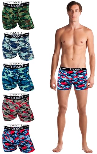 TEXEMP 5er-10er Pack Herren Boxershorts Camouflage Baumwolle Unterhose Army Tarn Retro B274-2XL 5er Pack von TEXEMP