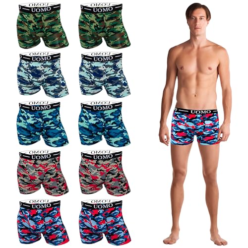 TEXEMP 5er-10er Pack Herren Boxershorts Camouflage Baumwolle Unterhose Army Tarn Retro B274 - XL 10er Pack von TEXEMP
