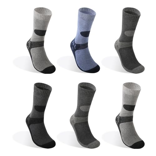 TEXEMP 6 Paar Thermo Socken Herren & Damen Baumwolle Warme Wintersocken Strümpfe Skisocken Dicke Arbeitssocken - 6 Paar, 43-46, Lager 113 von TEXEMP