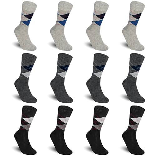 TEXEMP 6 oder 12 Paar Herren Business Socken Baumwolle Premium Strümpfe Herresocken Komfortbund B73-12 Paar 43-46 von TEXEMP