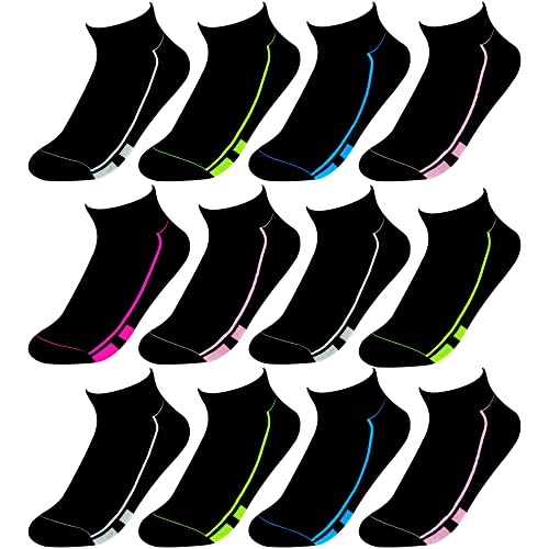 TEXEMP 6 oder 12 Paar Sneaker Socken Damen Damen Sport Füßlinge Quarter Mehrfarbig Streifen Baumwolle - Mehrfarbig - 39-42 12 Paar von TEXEMP
