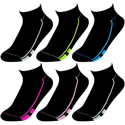 TEXEMP 6 oder 12 Paar Sneaker Socken Damen Damen Sport Füßlinge Quarter Mehrfarbig Streifen Baumwolle - Mehrfarbig - 39-42 6 Paar von TEXEMP