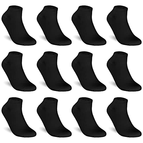 TEXEMP 6 oder 12 Paar Sneaker Socken Herren Damen Sport Füßlinge Quarter Mehrfarbig Streifen Baumwolle - Schwarz 39-42 12 Paar von TEXEMP