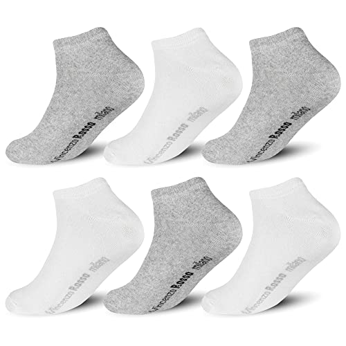 TEXEMP 6 oder 12 Paar Sneaker Socken Herren Damen Sneakersocken Baumwolle - Weiß-Grau 43-46 6 Paar von TEXEMP