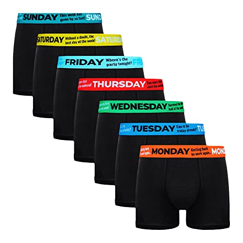 TEXEMP 7er Pack Herren Boxershorts (WOCHENTAGE) Short Boxer Unterwäsche Unterhose Baumwolle Retro - M, 7 Stück von TEXEMP